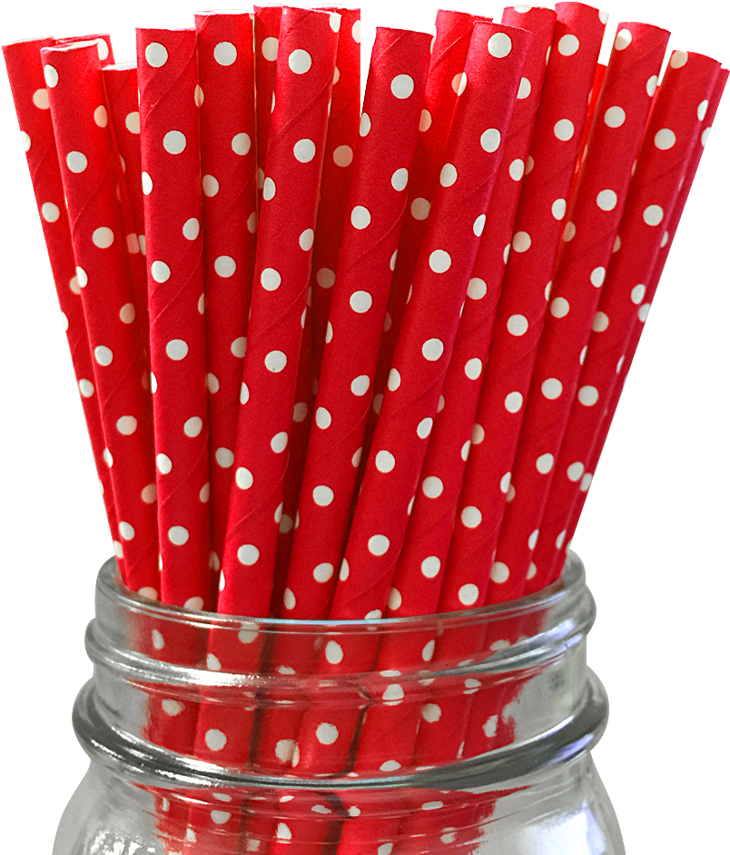Mini Red With White Polka Dot 25pc Paper Straws - Red And White Dot Paper Straws (1000x1000), Png Download