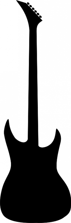 Black And White Guitar Png Download - Bass Guitar Silhouette Png (300x944), Png Download