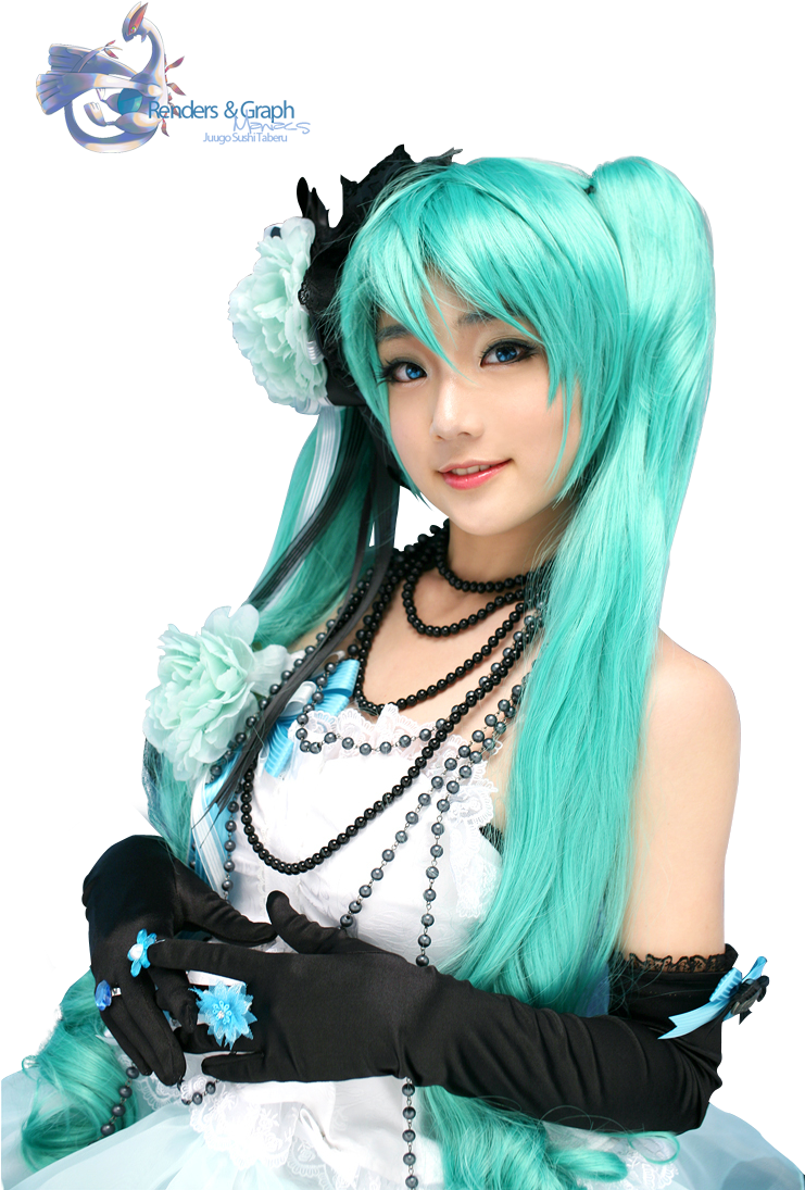 Korean Cosplay Vocalo - Hatsune Miku Cosplay Png (740x1110), Png Download