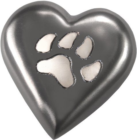 Black Pawprint Heart Pet Urn Keepake - Heart (500x500), Png Download