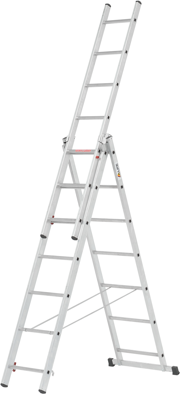 Combination Ladder, Three-section - Aluminium Operating Height (max.): 4.35 M Hailo Profistep (1000x1403), Png Download