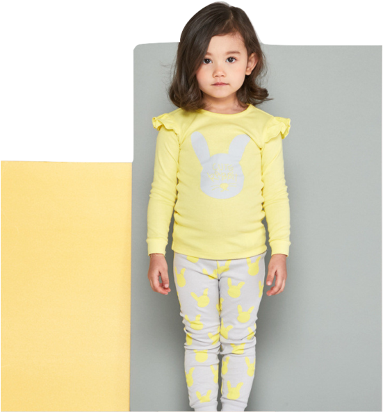 Cute Rabbit Pajama Set - Girl (600x600), Png Download