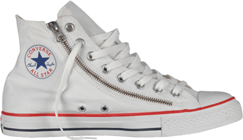 Converse Chuck Taylor All Star Hi Top Double Zip Optic - Converse Lift High Top White (490x283), Png Download