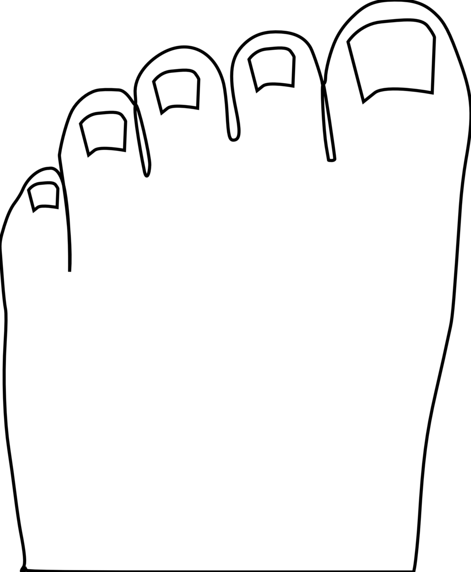 Toes Outline - Dedos De Los Pies Dibujo (958x1163), Png Download