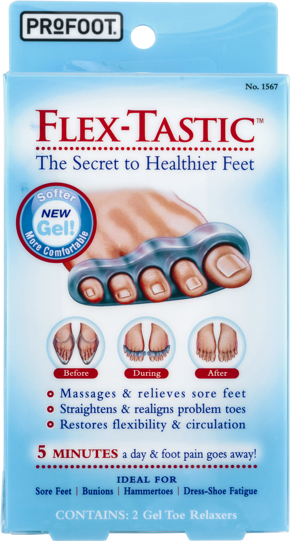 Flex Tastic Flex-tastic Gel Toe Relaxers - 2 Toe Relaxers (1800x1800), Png Download
