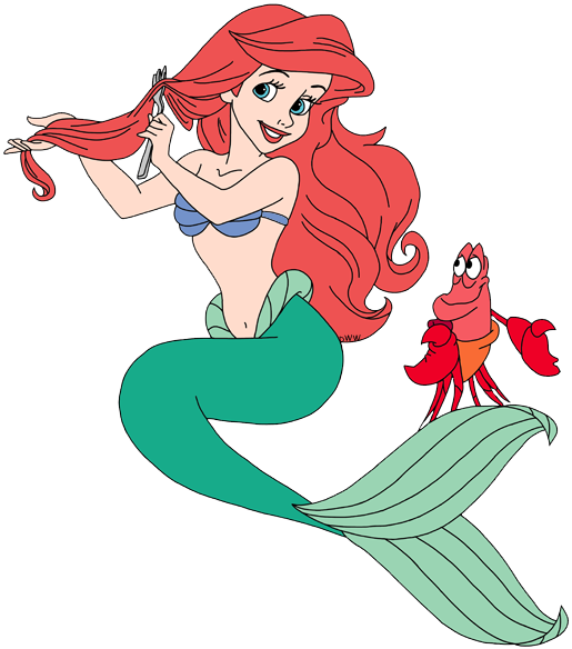 Sebastian Ariel Combing Her Hair, - Sebastian (515x584), Png Download