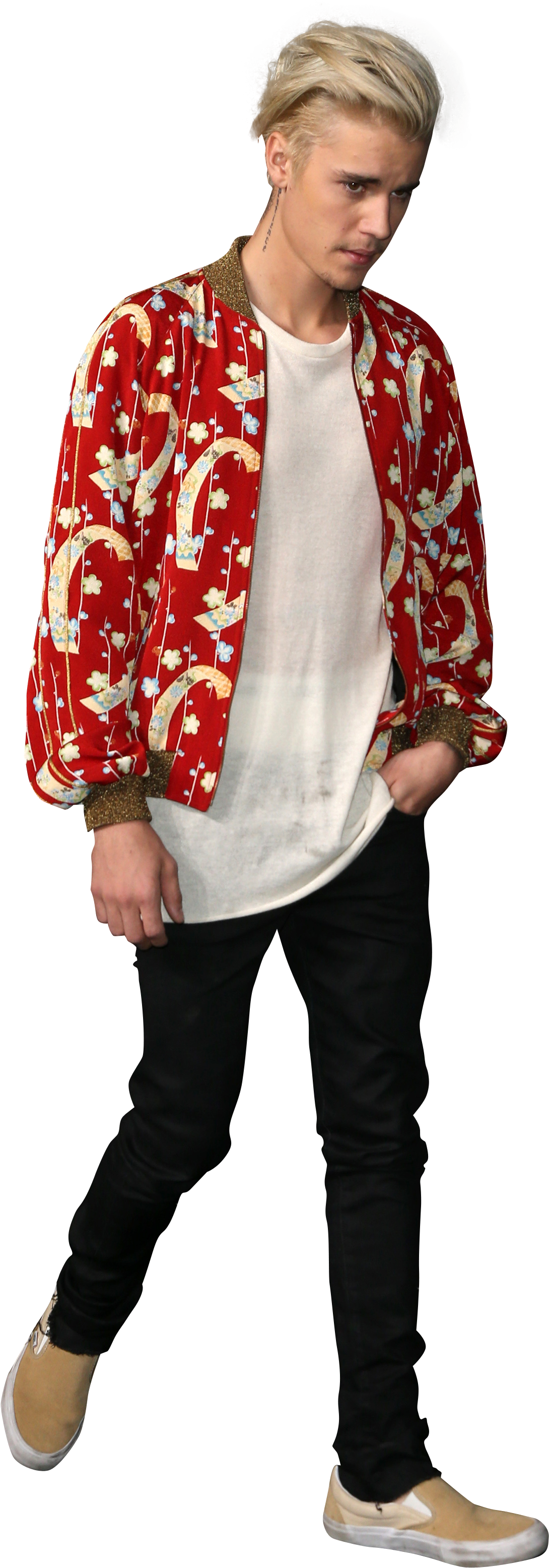 Justin Bieber Dressed In A Red Shirt Png Image - Red Shirt People Png (2542x3600), Png Download