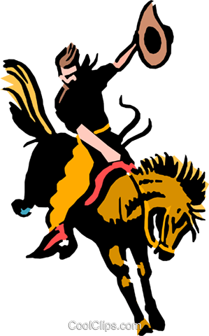 Cowboy Riding A Wild Horse Royalty Free Vector Clip - Wild West (299x480), Png Download