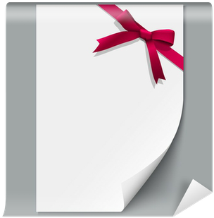Sheet Paper And Red Ribbon With Gift Bow Wall Mural - Ribbon (400x400), Png Download