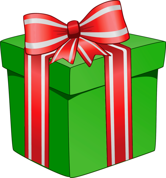Green Gift Box With Red Bow Png Picture - Christmas Gift Clipart (560x600), Png Download