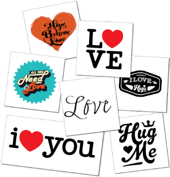 The Love Tattoo Set - Hug Me Quote Vinyl Wall Art, Size Medium (500x364), Png Download