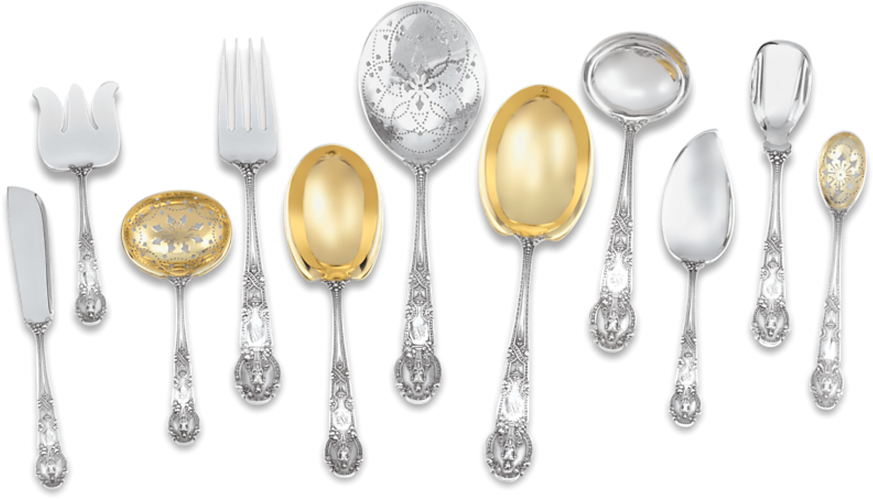 Renaissance Silver Flatware Service, 445 Pieces - Silver (1351x1080), Png Download