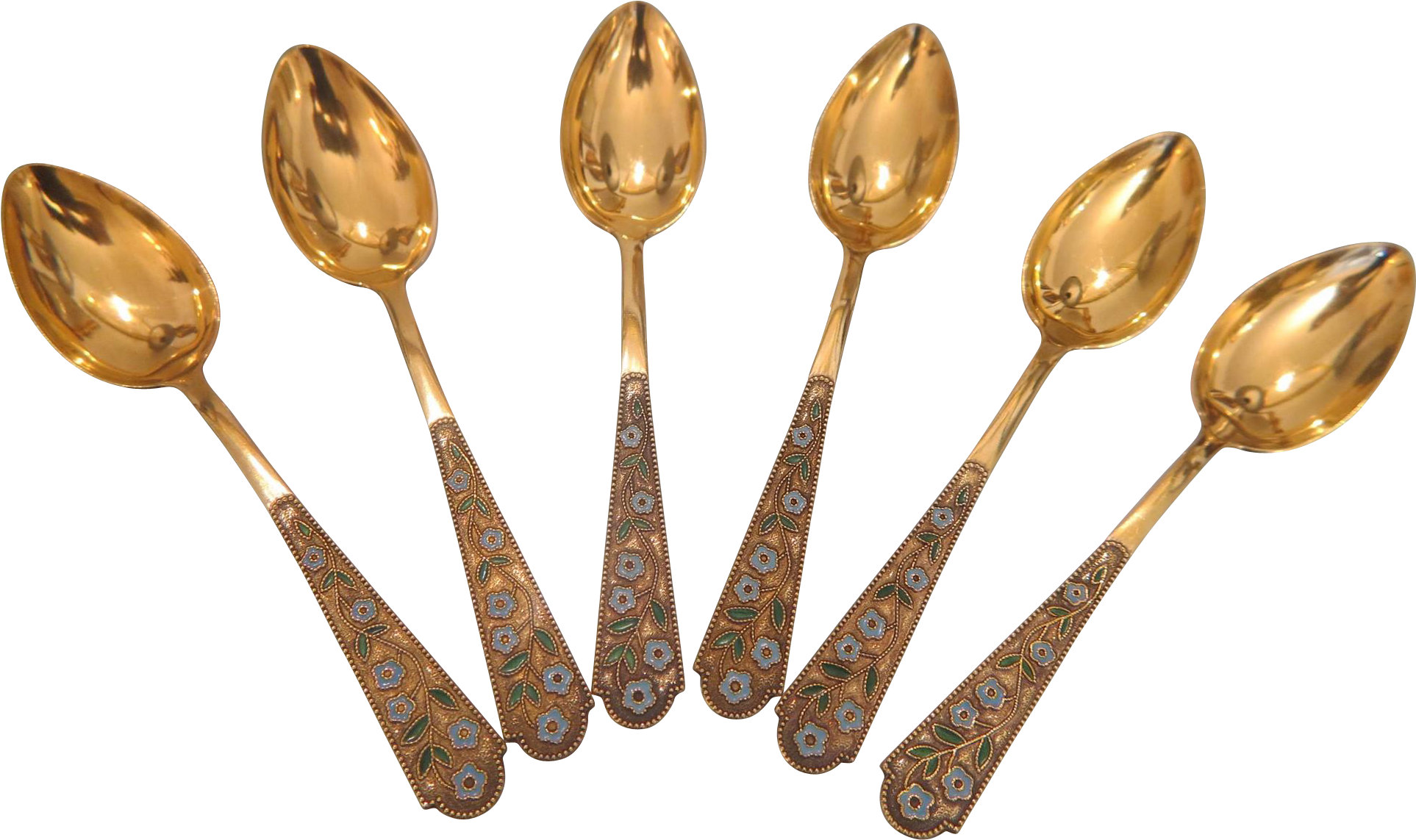 Six Russian Enamel Gilt Silver Spoons, 1st Half 20th - Spoon (1925x1925), Png Download