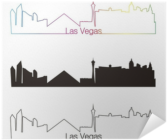 Las Vegas Skyline Linear Style With Rainbow Poster - Las Vegas (400x400), Png Download