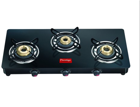 Prestige Gas Stove Png Photo - Prestige Glass Top Marvel Black Gas Stove 3 Burner (499x357), Png Download
