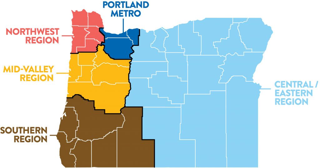 Ninth Grade Success Network - Map Of Oregon (1024x539), Png Download