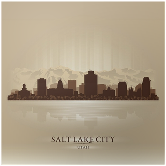 Salt Lake City, Utah Skyline City Silhouette Poster - Salt Lake City Skyline Png (400x400), Png Download