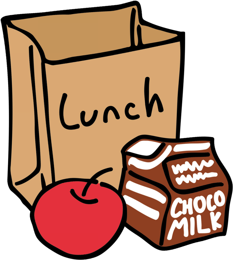 Drawing Of Lunch Bag With An Apple And Chocolate Milk - School Lunch Clipart (900x900), Png Download