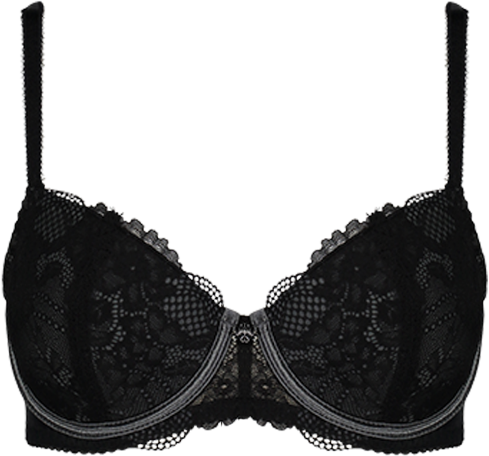 Affordable Black/charcoal Contrast Lace Black & Charcoal - Bra (1600x1481), Png Download