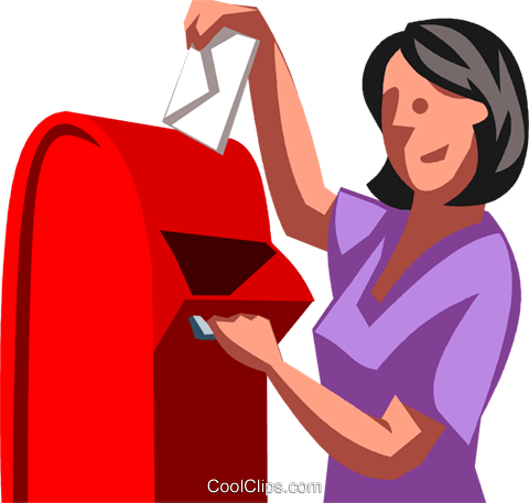 Woman Dropping Off Mail Royalty Free Vector Clip Art - Dropping Off Mail Clipart (480x457), Png Download