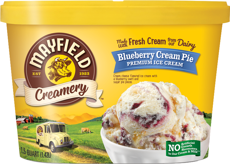 Blueberry Cream Pie - Mayfield Ice Cream Brown Cow (738x526), Png Download