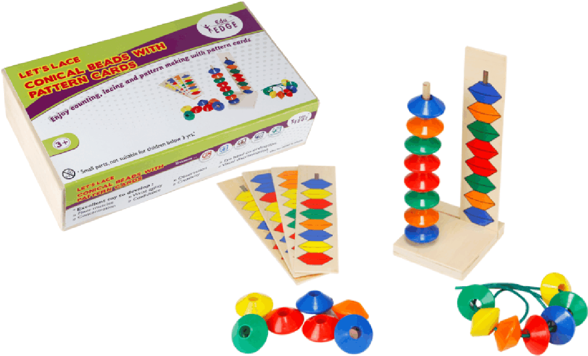 Item No - Eduedge Let's Lace - Big Round Beads With Pattern Cards (1200x734), Png Download