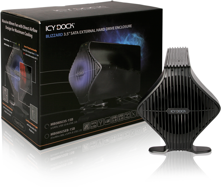 Mb080useb-1sb 1394b/usb - Icy Dock Mb080useb-1sb Blizzard External Hdd Enclosure (1280x853), Png Download