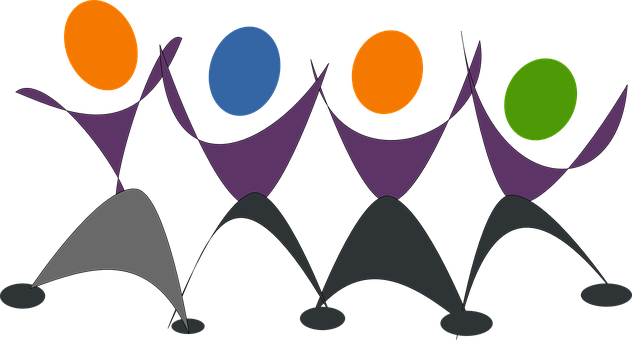 Team Unity Celebration Dance Teamwork Part - Happy People Clip Art Png (632x340), Png Download