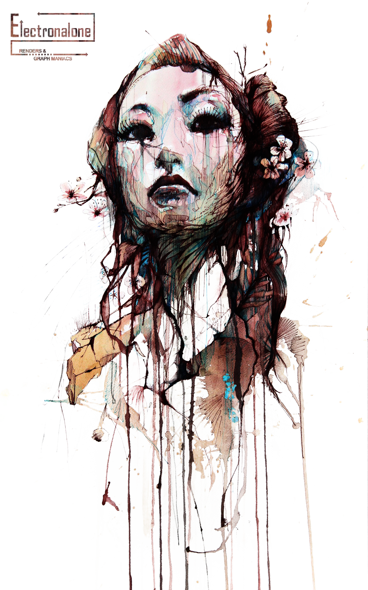 Femme Original Fleur De Cerisiers Peinture Artiste - Carne Griffiths Strength (1280x2051), Png Download