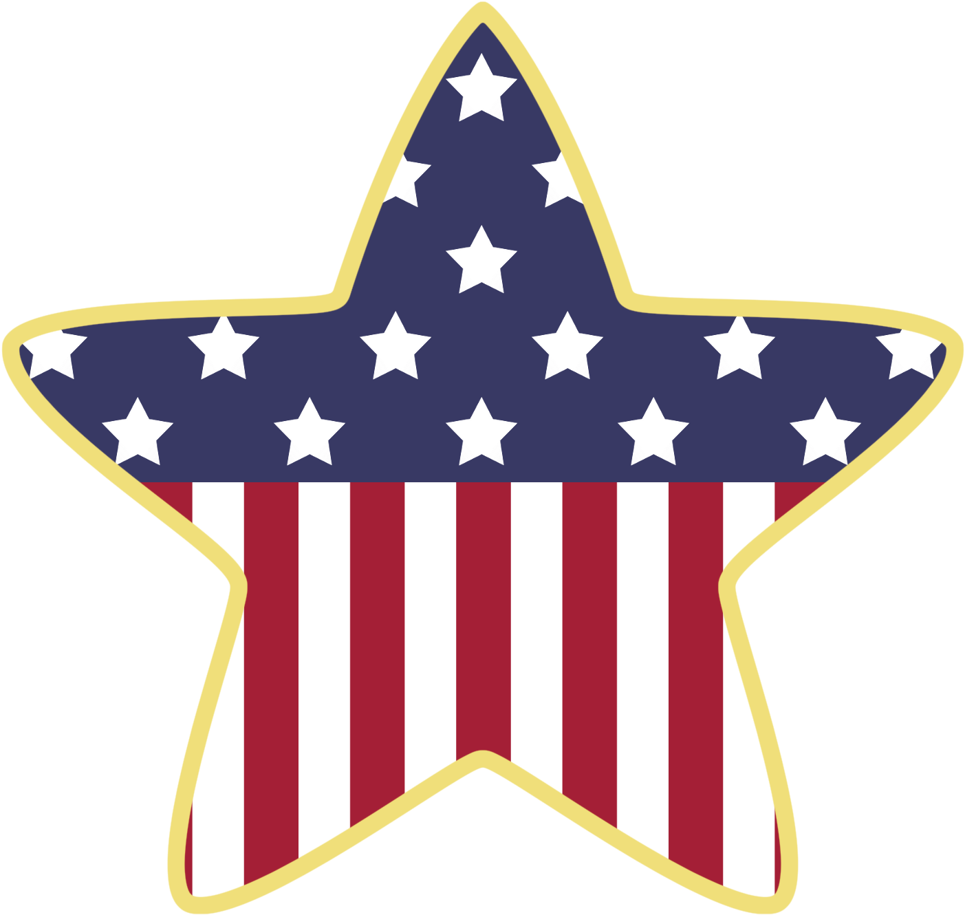 American Star Decoration Png Clipart - Star Flag Clip Art (600x570), Png Download