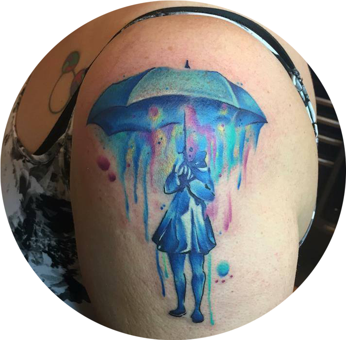 Tattoos - Umbrella Watercolor Tattoo (737x732), Png Download