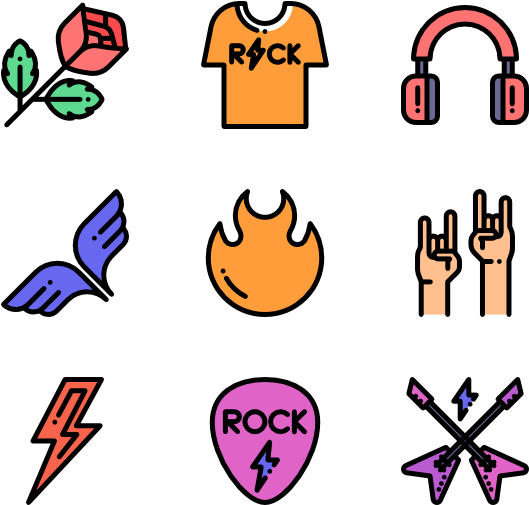 Rock & Roll 40 Icons - Iconos Rock (600x564), Png Download