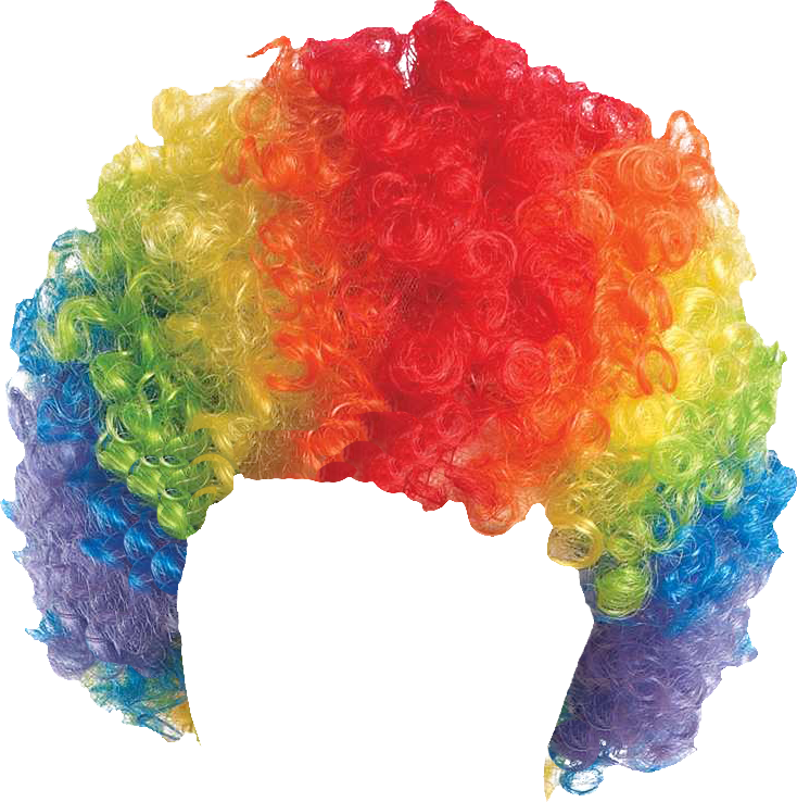 Curly Clown Wig - Rainbow (734x738), Png Download