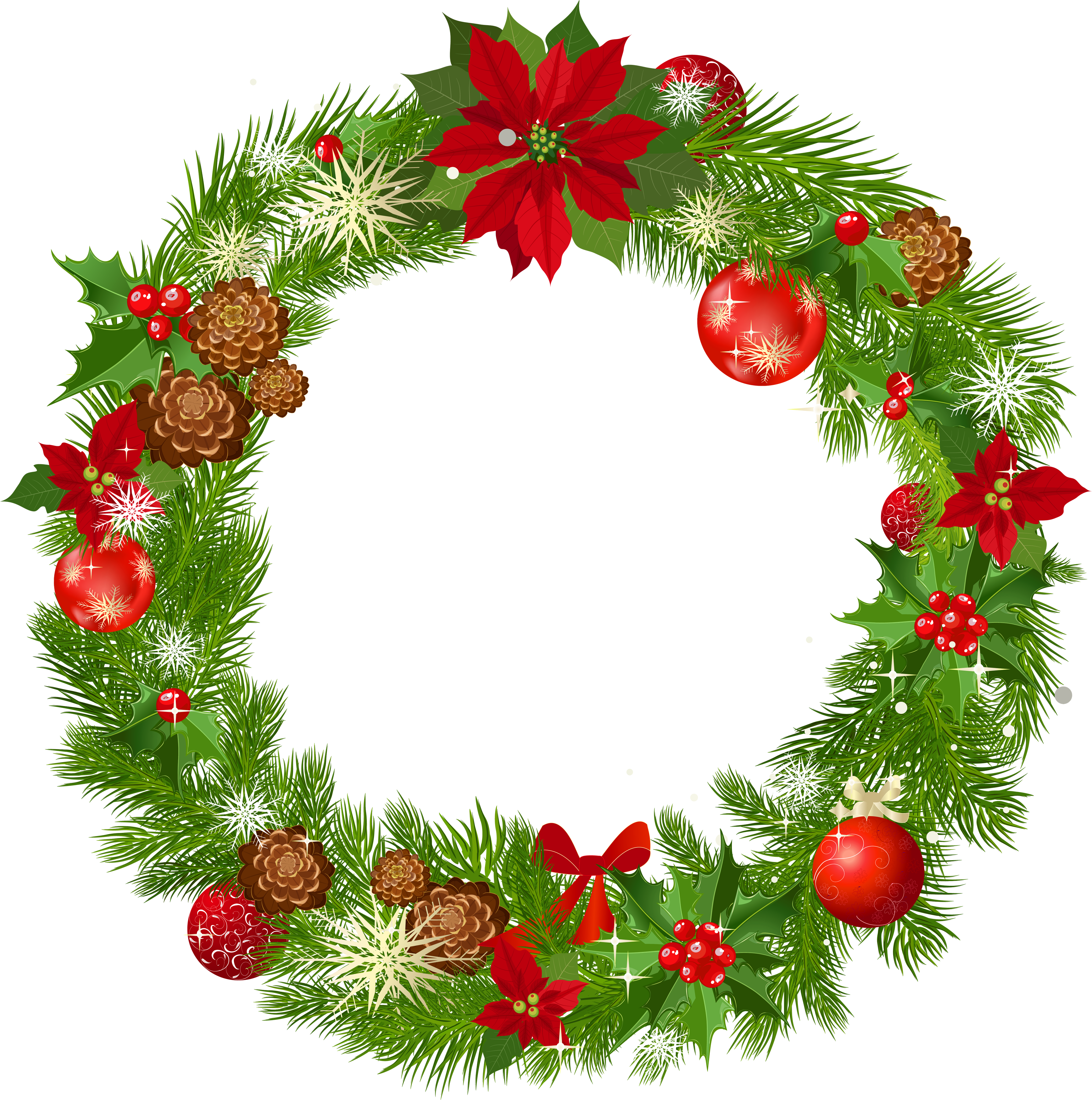 Large Deco Christmas Wreath Png Picture - Christmas Wreath Transparent Png (3500x3524), Png Download