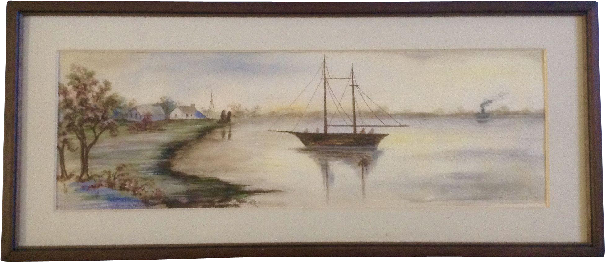 Mccorkle & I Mcdunning Watercolor Painting Ships And - Picture Frame (1962x1962), Png Download