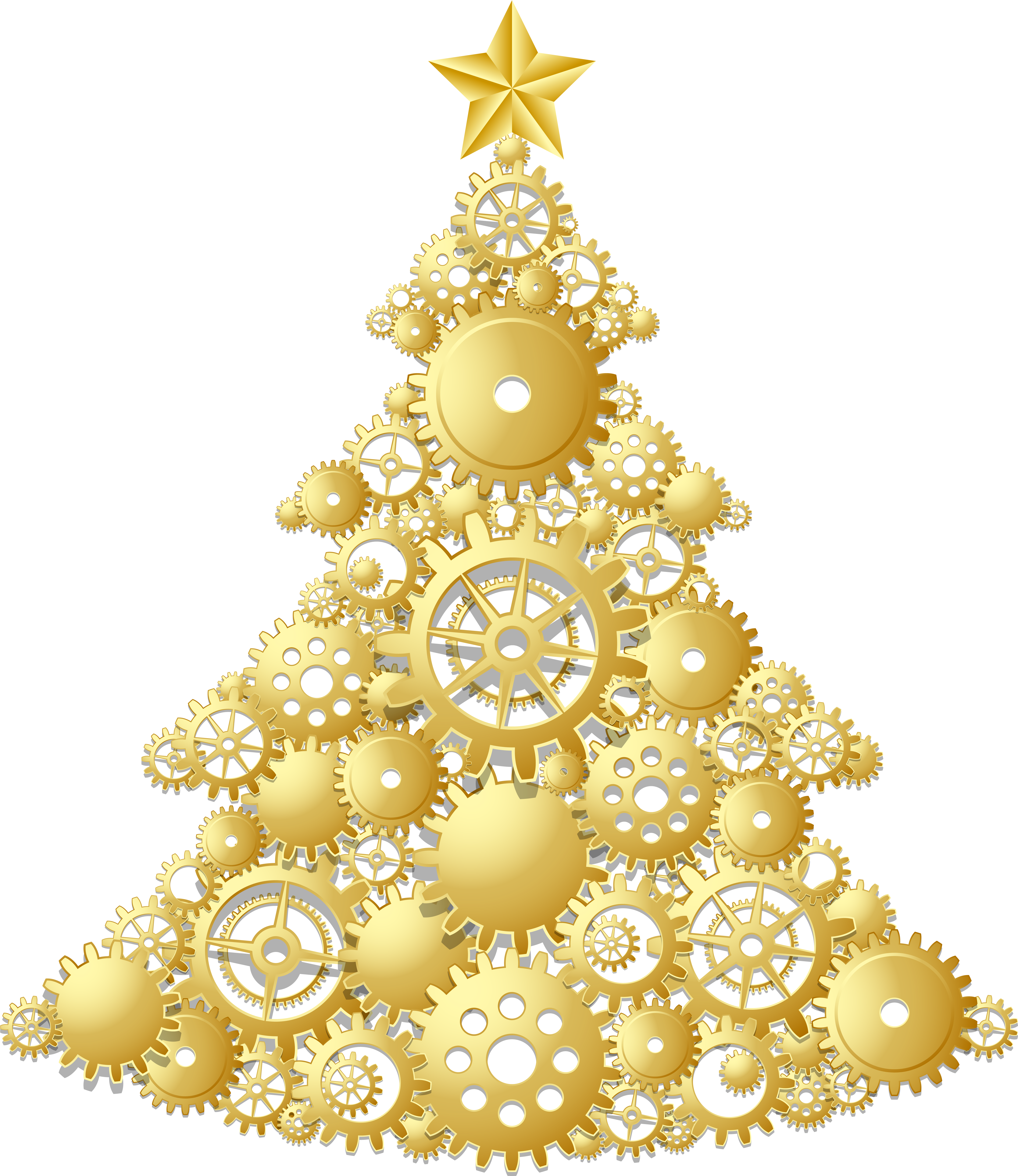 Attractive Coloring Book Christmas Tree Sketch - Gold Christmas Clip Art (5694x6553), Png Download