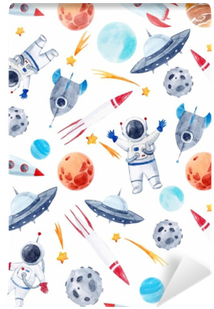 Watercolor Space Baby Vector Pattern Wall Mural • Pixers® - Watercolor Painting (400x400), Png Download
