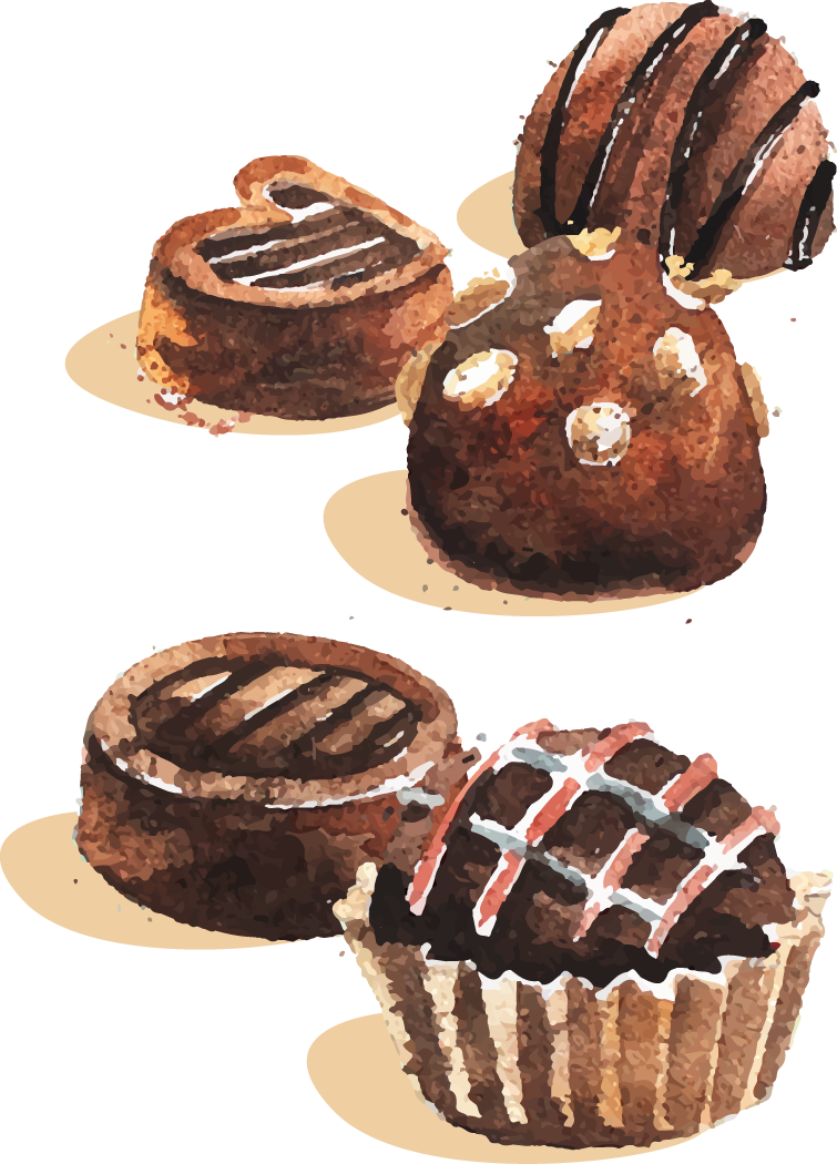 Clipart Freeuse Stock Brownie Drawing Watercolor - Truffle Drawing Png (755x1050), Png Download