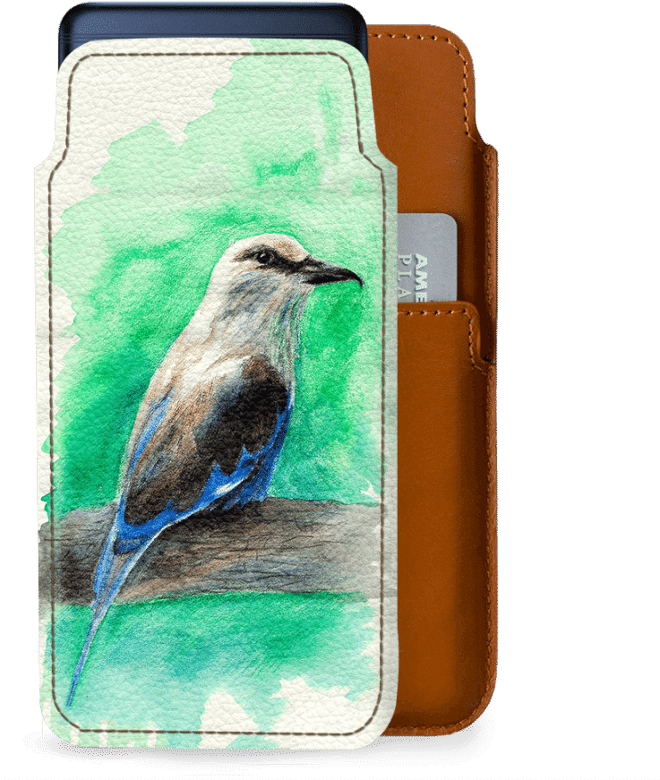 Dailyobjects Bird Watercolor Real Leather Wallet Case - Housse De Coussin Taie D'oreiller -coton Et Lin-45*45cm-motif (900x900), Png Download