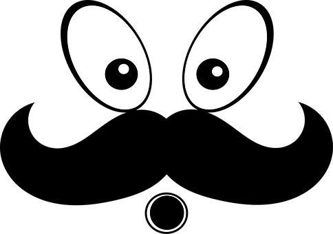 Silhouette, Mustache, Face, Funny, Eye - Bigotes Animados Con Ojos (484x340), Png Download