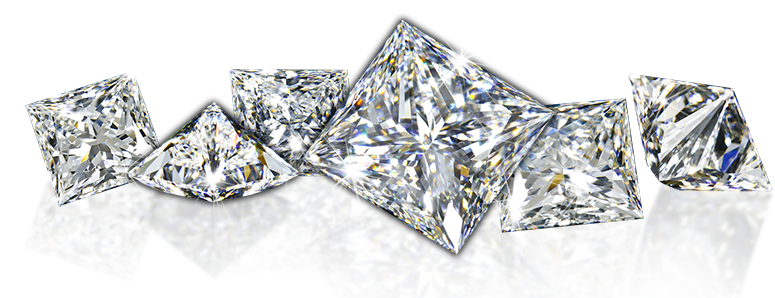 Princess Cut Diamond Png - Princess Diamond Png (800x297), Png Download