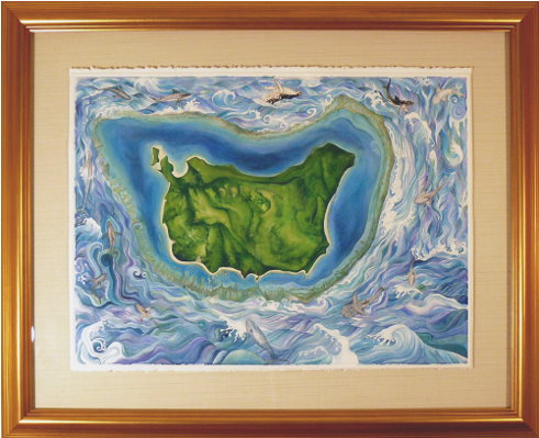 Watercolor Painting Of Fijian Island, Aerial View High - Watercolor Painting (500x500), Png Download