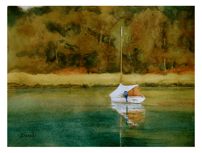 On Arey's Pond - Painting (700x530), Png Download