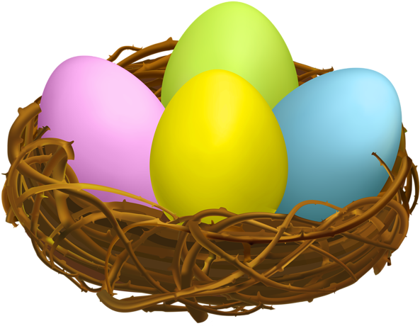 Egg Nest, Easter Decor, Easter Eggs, Clip Art, Illustrations - Eggs In A Nest Clipart (600x462), Png Download