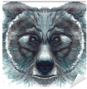 Painted Drawing With Watercolor Head Of A Bear Portrait - Desenho Pintado De Aquarela (400x400), Png Download