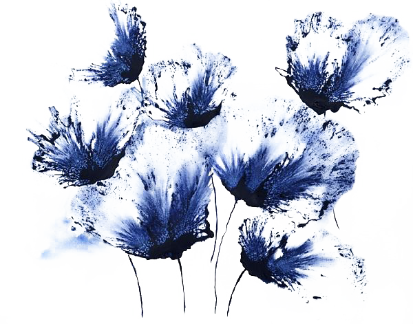 Abstract Flower Free Png Image - Blue Flower Painting (600x471), Png Download