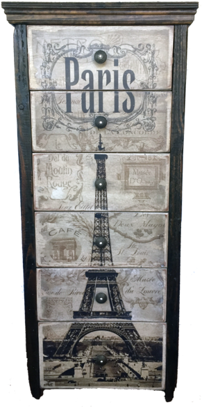 Paris Chic 6 Drawer Chest With Eiffel Tower Echo And - Studio Voltaire - Memories Of Paris Canvas (298x600), Png Download