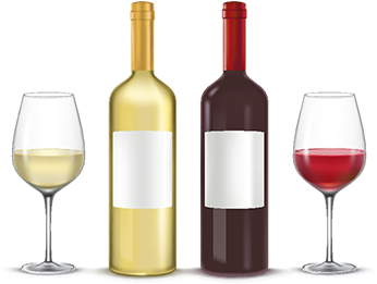 Two Bottles And Glasses Of Wine - Wine Glass (360x360), Png Download