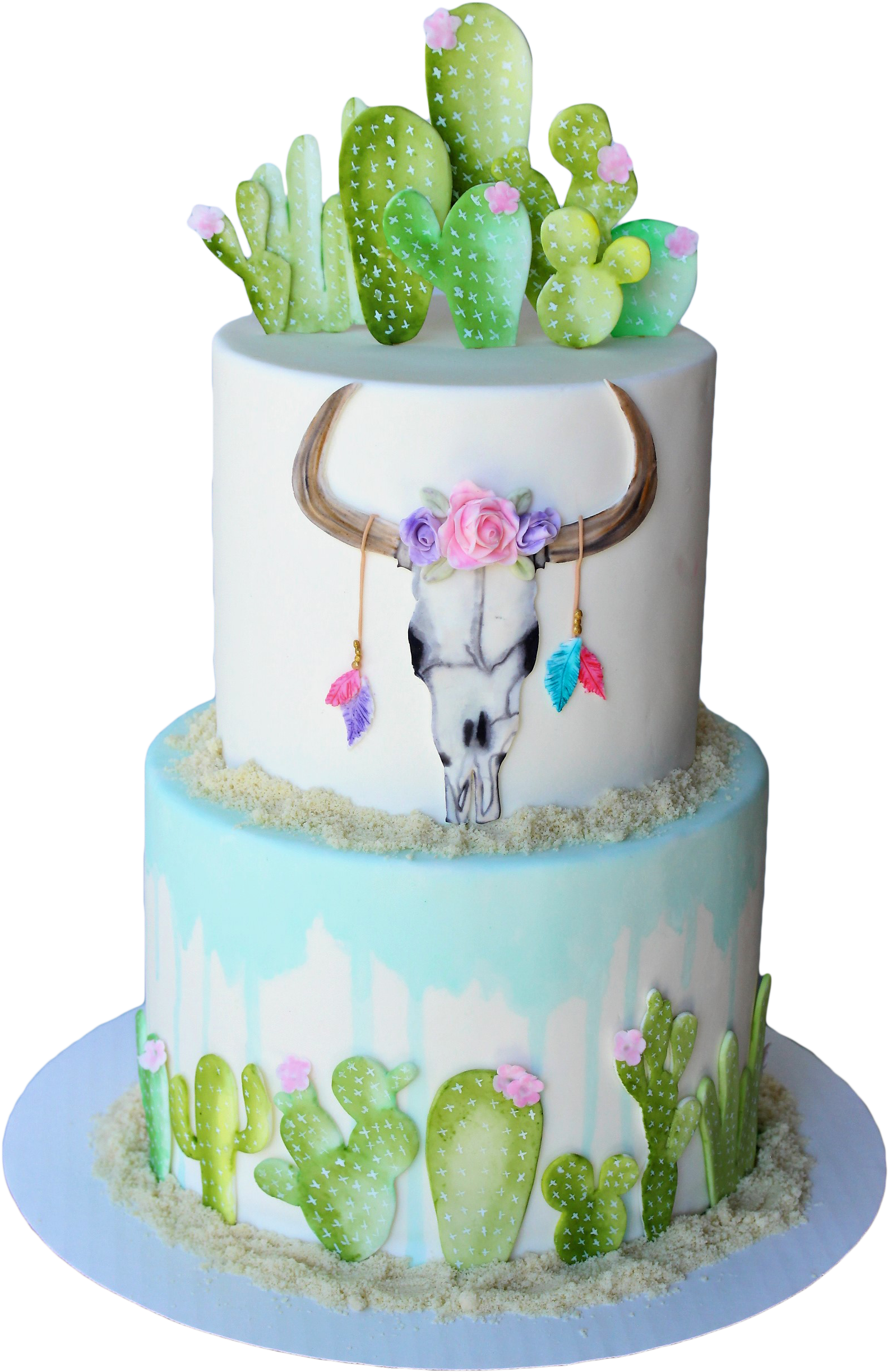 Watercolor Cactus Desert Cake Tutorial - Dessert (1728x2592), Png Download