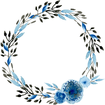 Imagens Floral Em Png Para Baixar - Blue Watercolor Wreath Png (500x500), Png Download